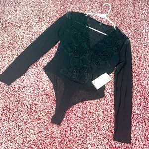 Black front lace bodysuit